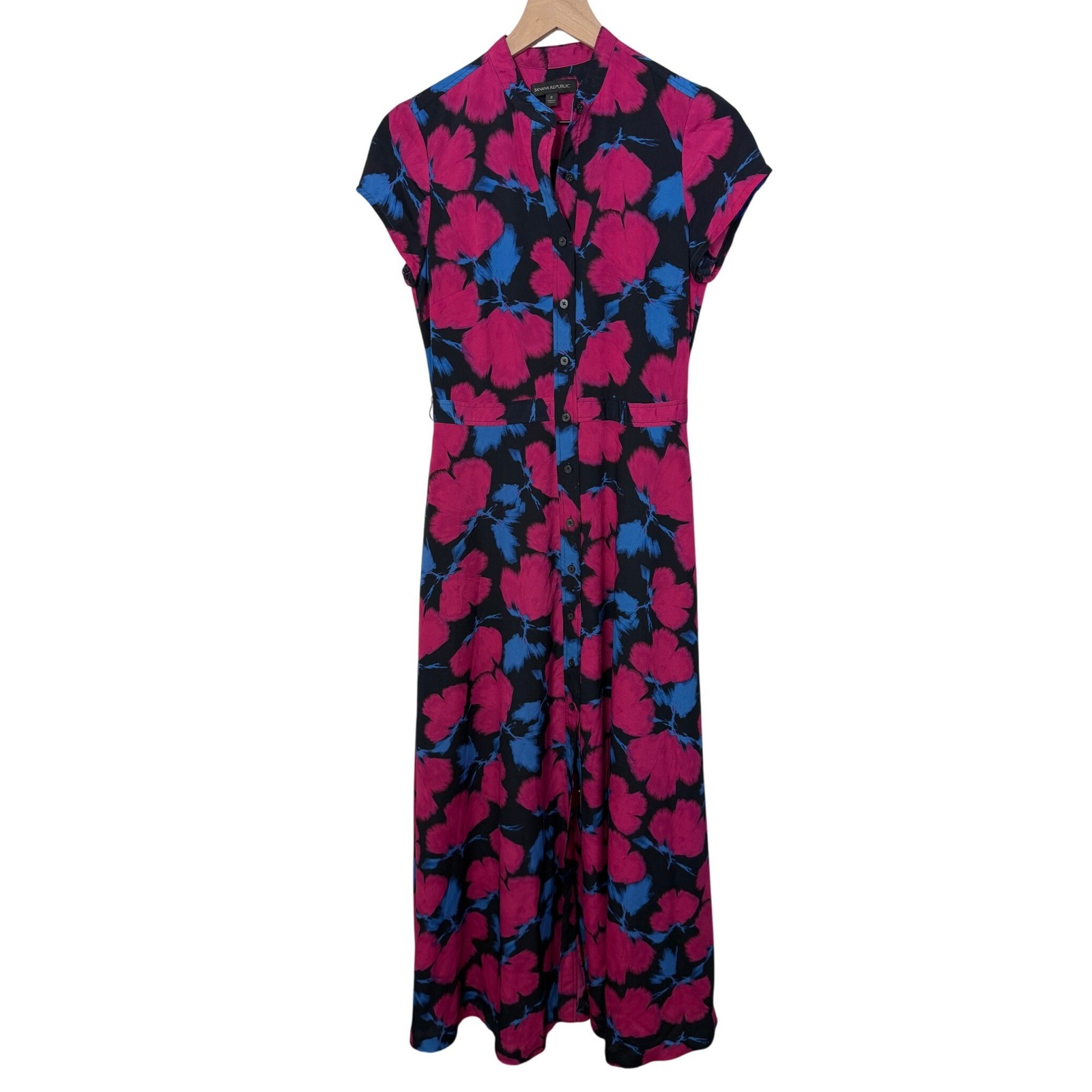 Banana Republic Floral Print Button Front Dress Sz 2 Formal Party Career Office
